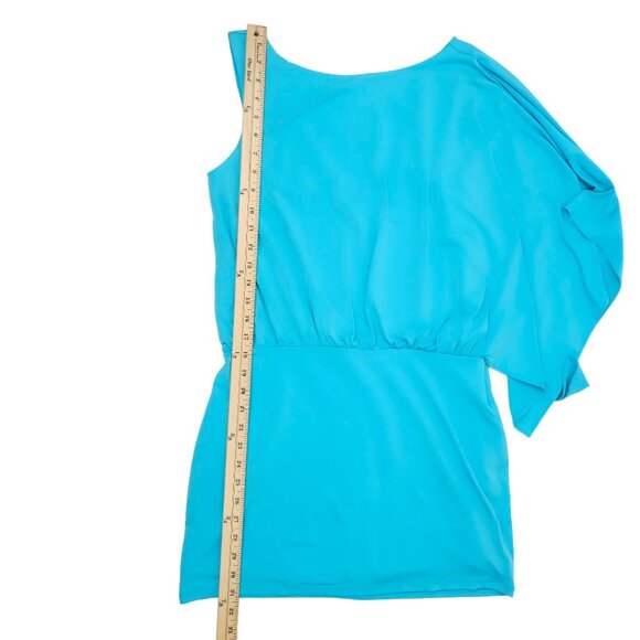 Max And Cleo One Shoulder Flowy Sleeve Dress Womens Size 4 Above Knee Stretchy - Picture 11 of 16